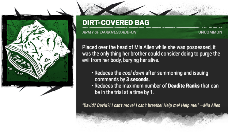 dirt-covered bag
