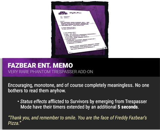 FAZBEAR ent. MEMO